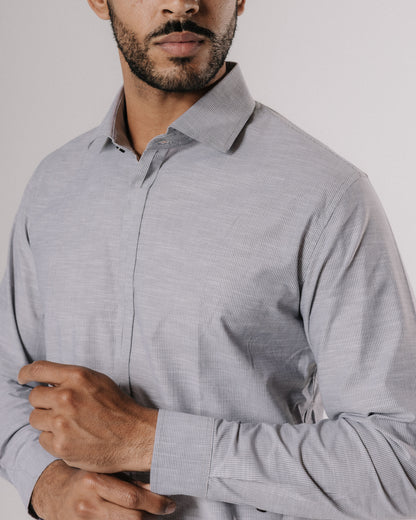 Camisa pechera multiposición - gris/lineas