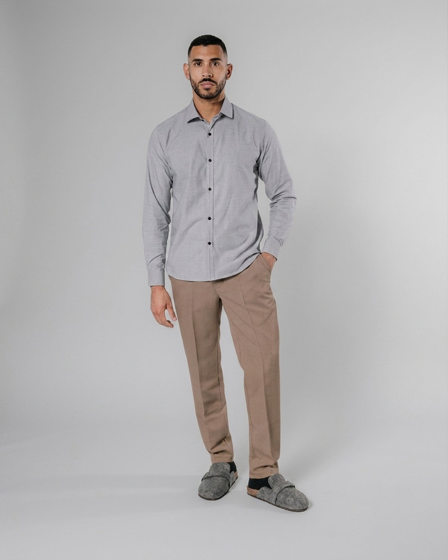 Camisa pechera multiposición - gris/lineas