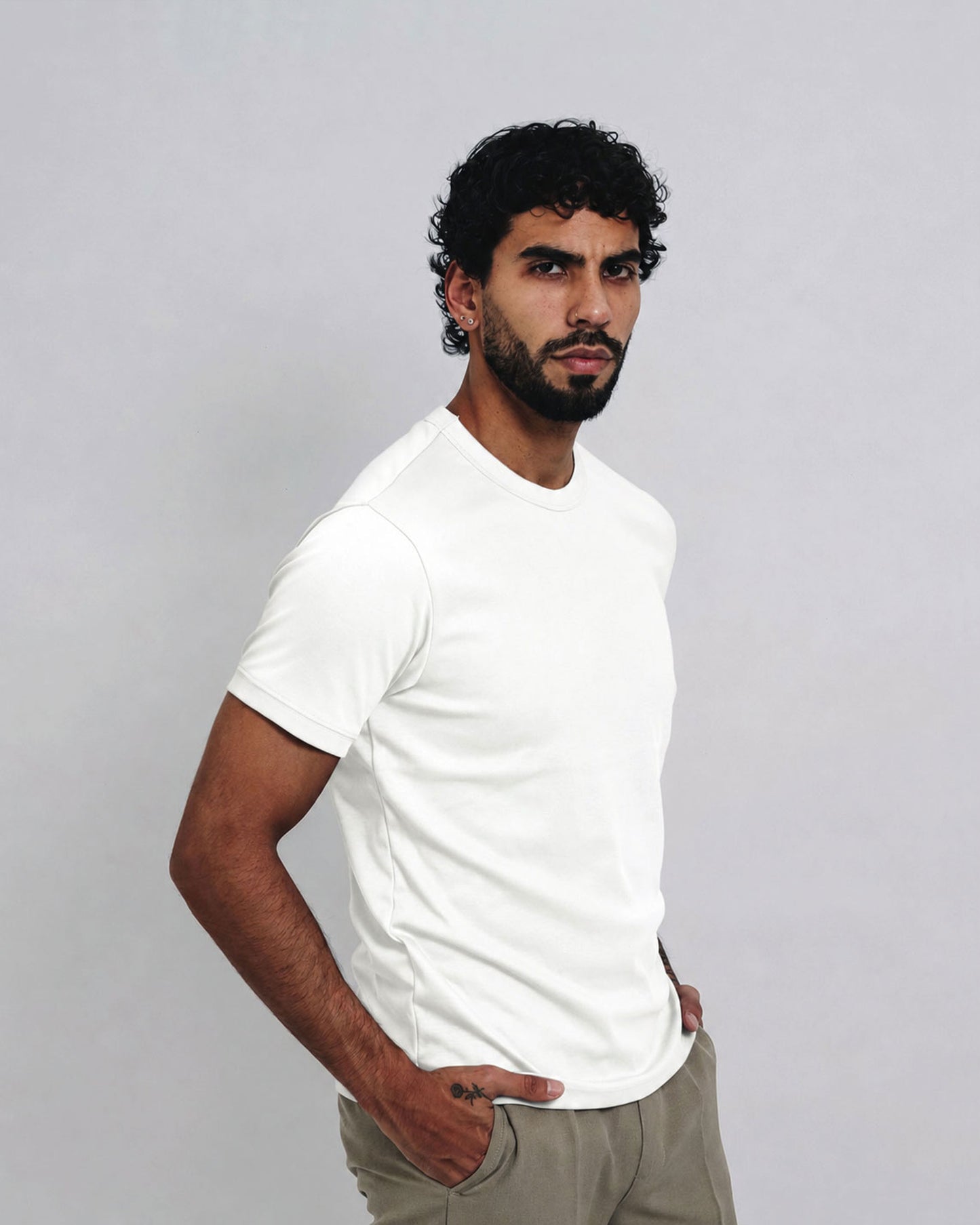 Camiseta básica de pima - blanco natural