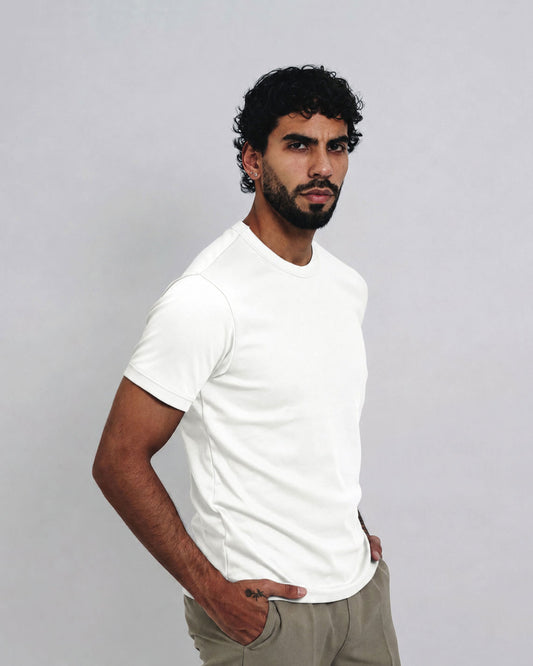Camiseta básica de pima - blanco natural
