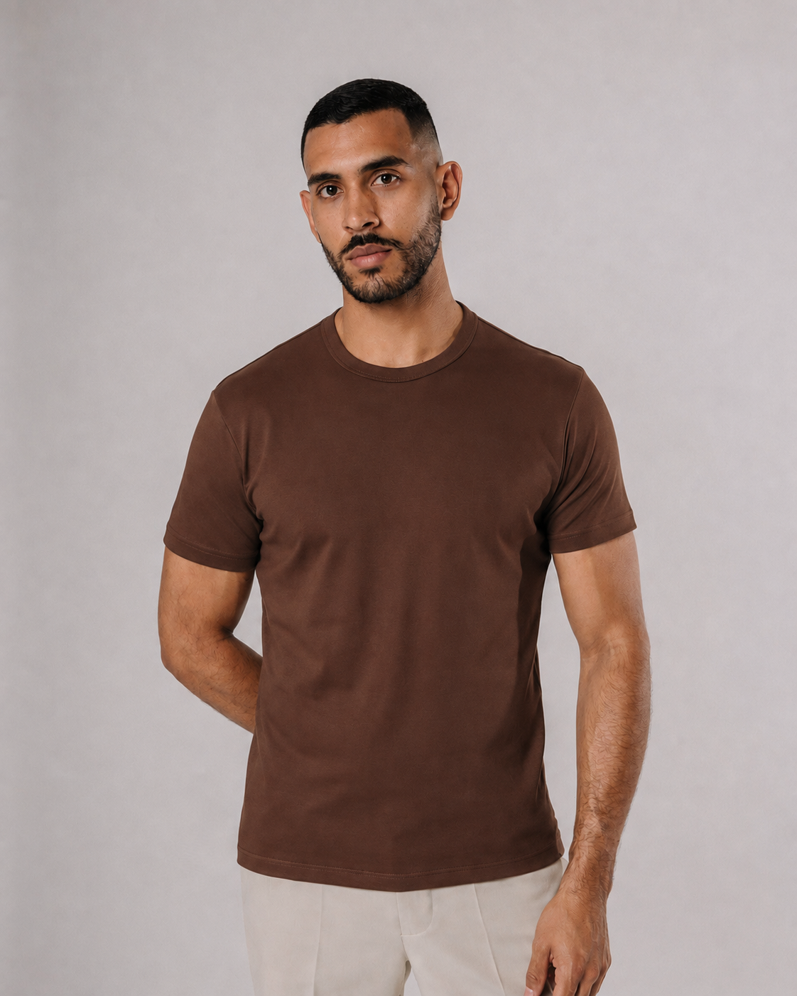 Camiseta básica de pima - tabaco