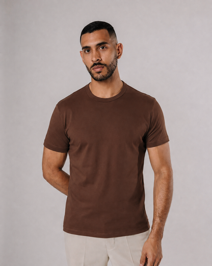 Camiseta básica de pima - tabaco
