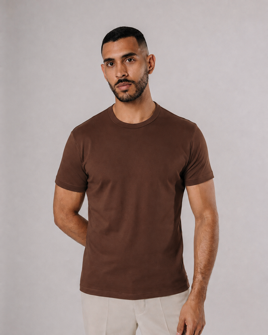 Camiseta básica de pima - tabaco
