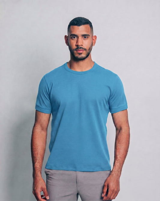 Camiseta básica de pima - azul turquesa