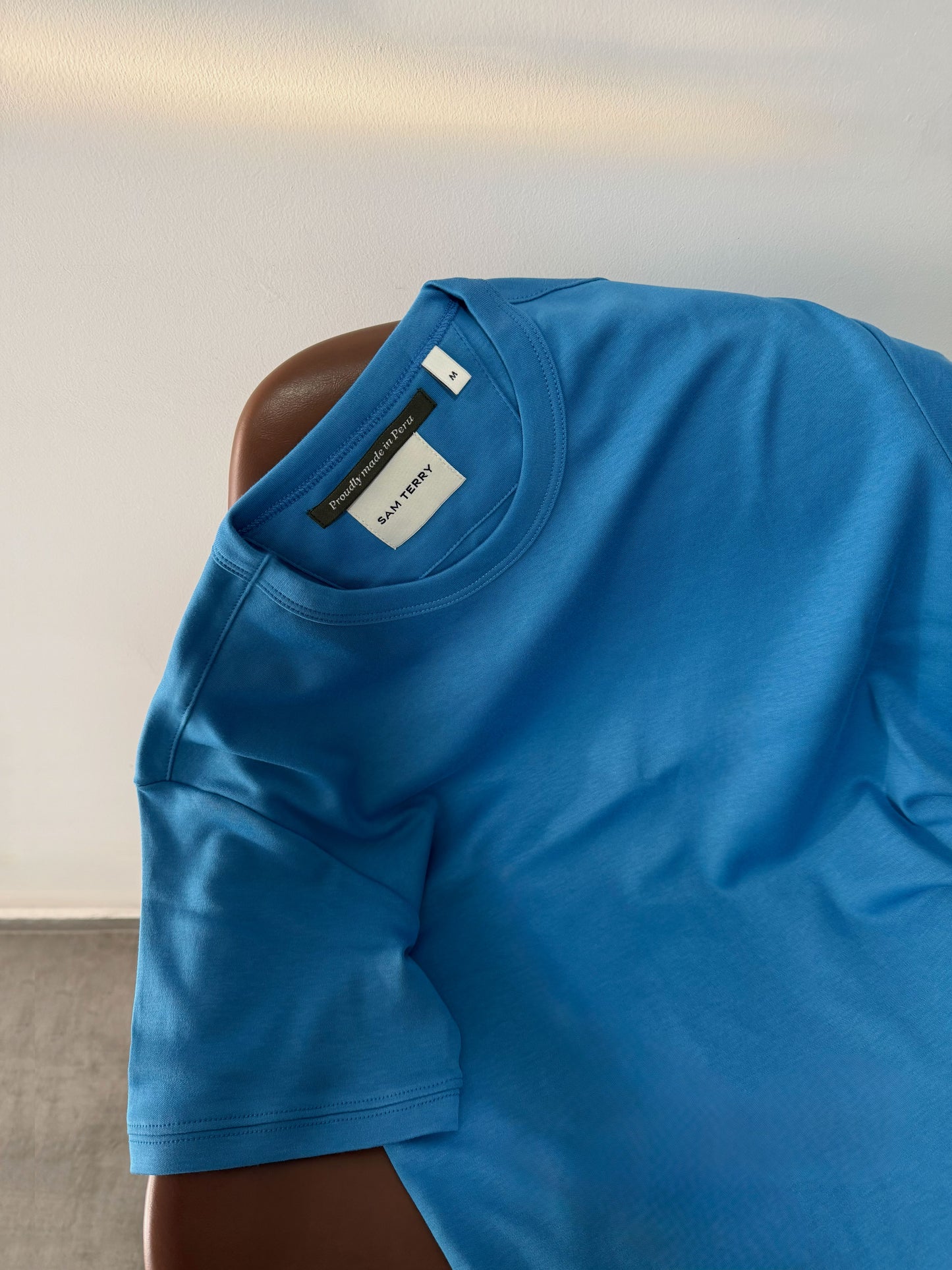 Camiseta básica de pima - azul turquesa