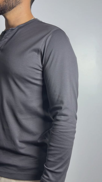 Camiseta henley de pima - azul acero